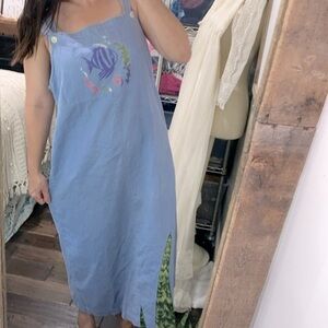 Vintage maxi dress size 16 fish graphic linen cotton blend